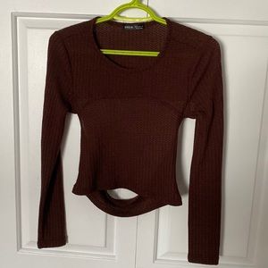 Long sleeve open back shirt. Size XS. Shein.